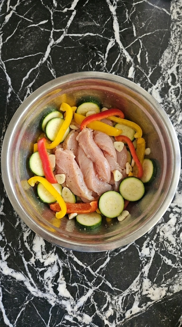 Chicken mixed with vegetables