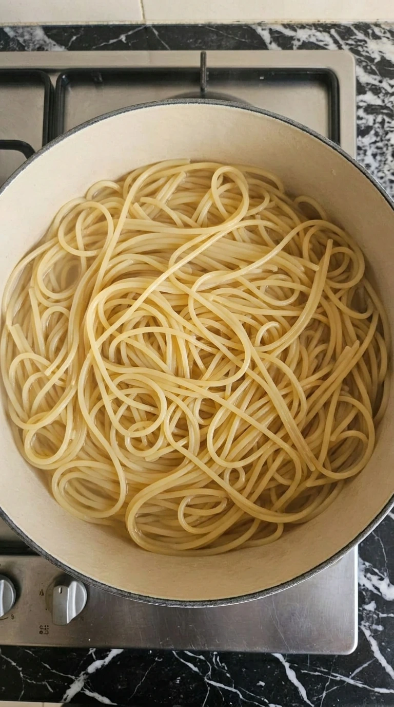 cooked spaghetti