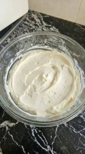 Cream cheese frosting whipped thick for Green Velvet Cupcakes