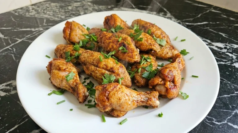 Crispy Oven Baked Chicken Wings on a white plate