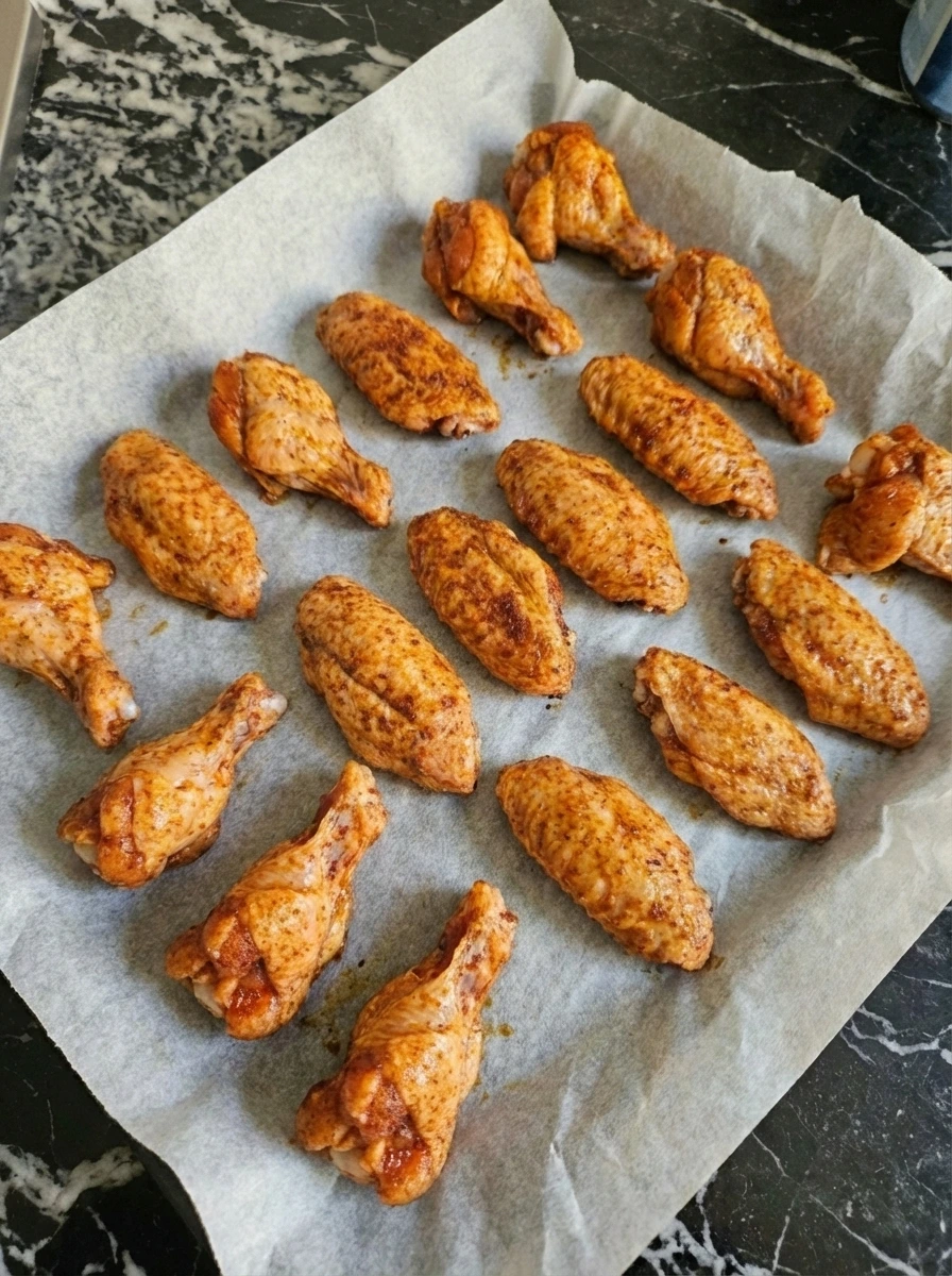 Golden crispy baked chicken wings