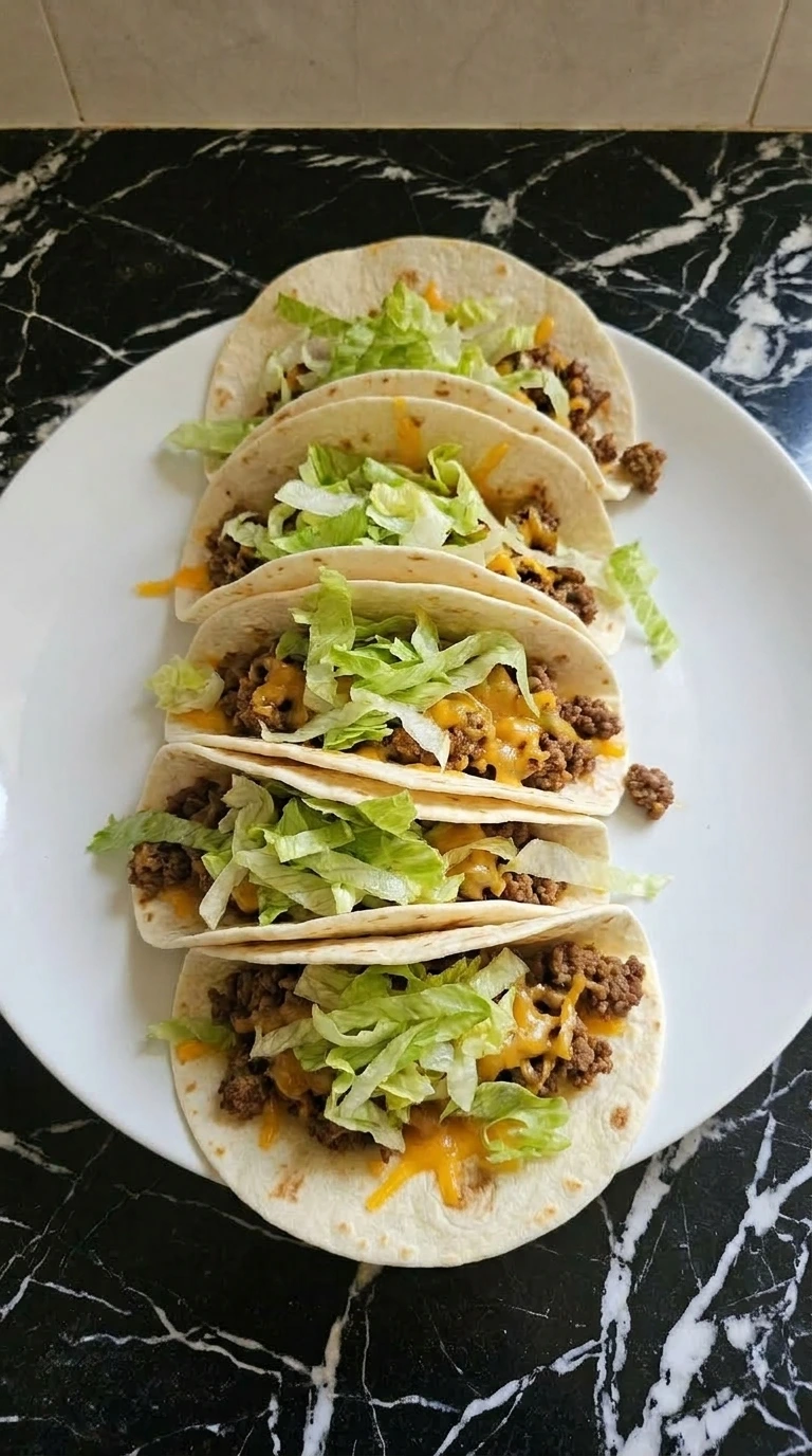 Warm tortillas filled with beef cheddar and lettuce for Easy Ground Beef Tacos.