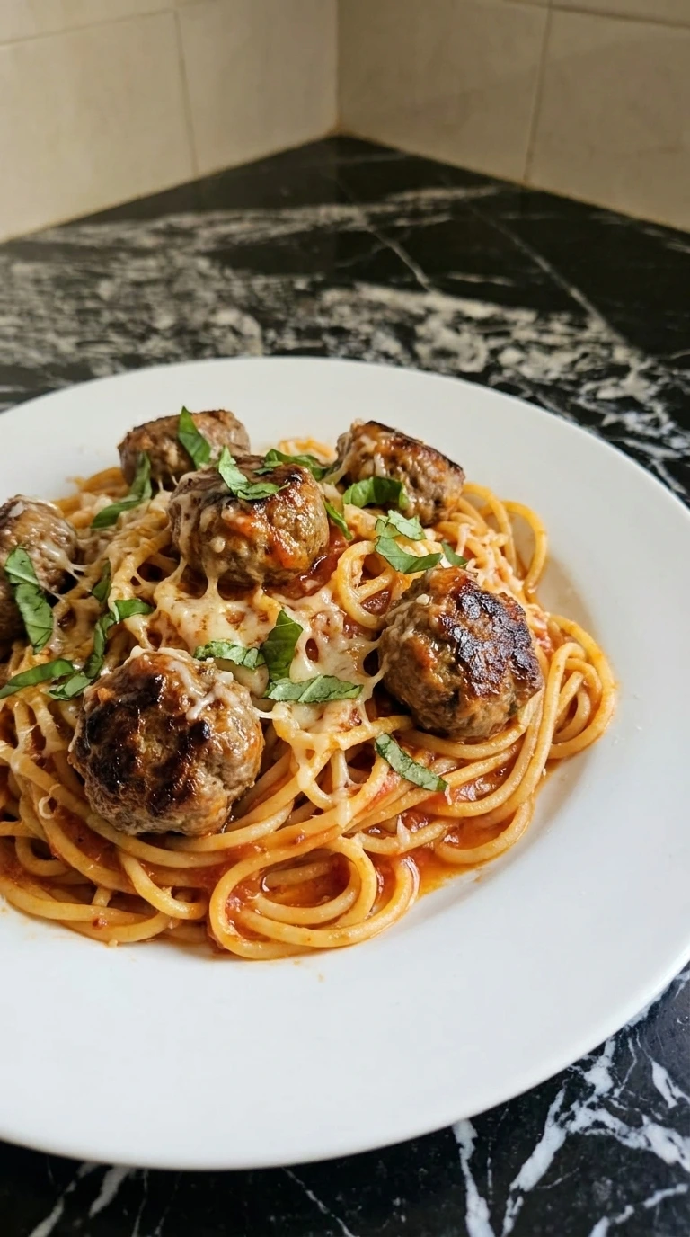 spaghetti and meatballs finished