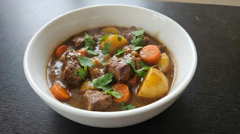 Irish Beef Stew with beef chuck roast carrots and Yukon gold potatoes