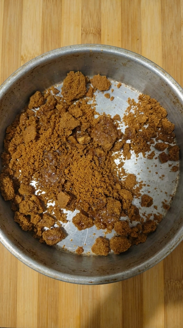 Buttered Biscoff crumbs loosely mixed for cheesecake crust.