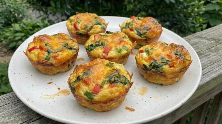 Quick Breakfast Egg Muffins plated with melted cheese and golden edges
