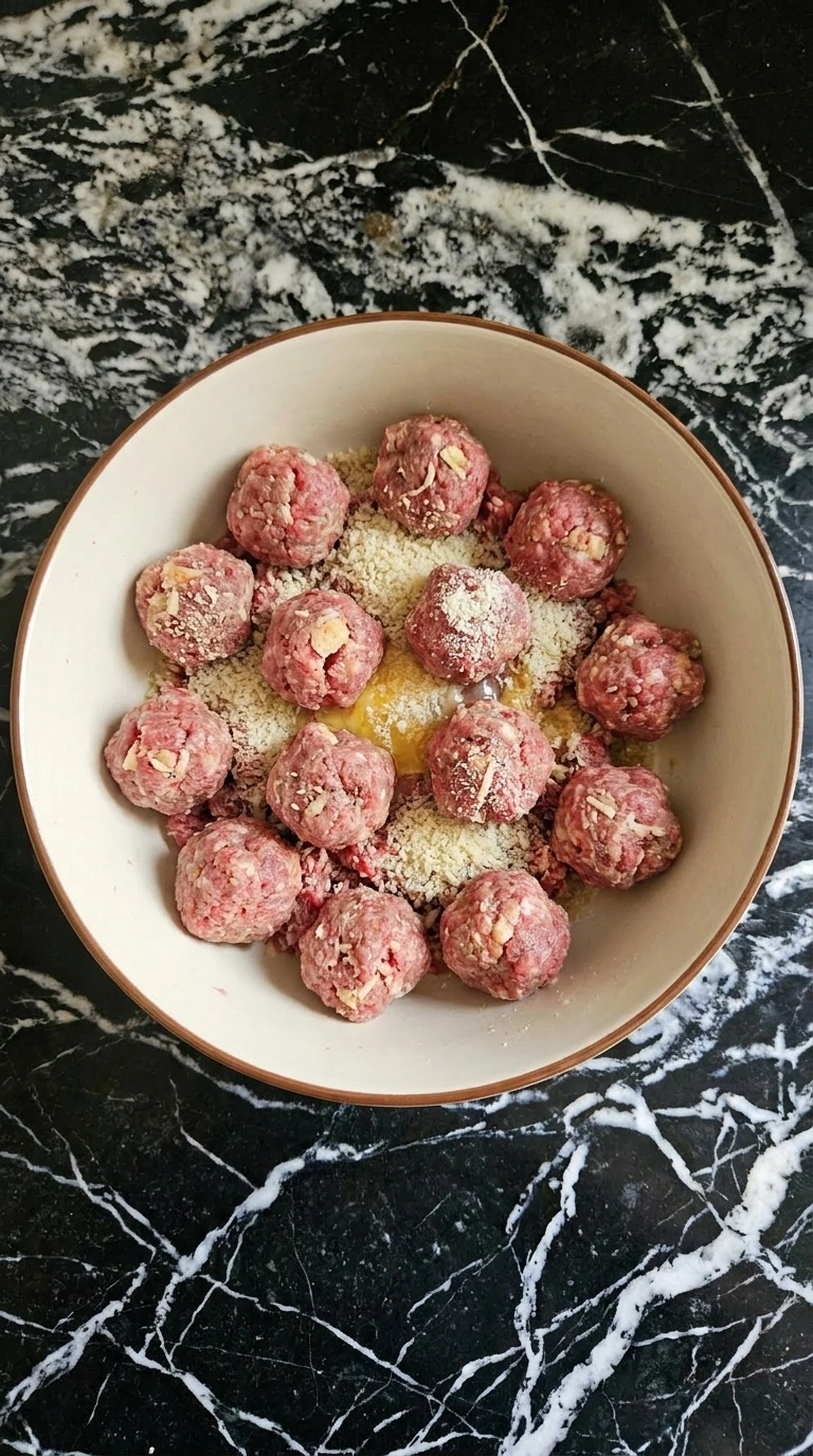 forming meatballs from mixture