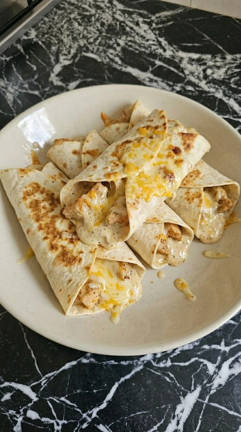 finished creamy garlic chicken wraps plated