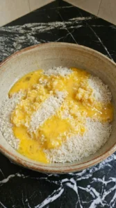 Eggs poured over rice