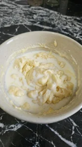 Milk and cream mixed into base