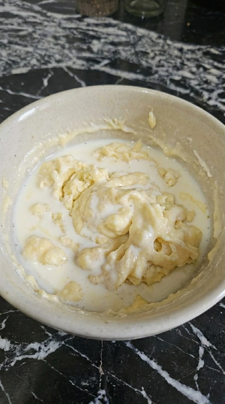 Milk and cream mixed into base