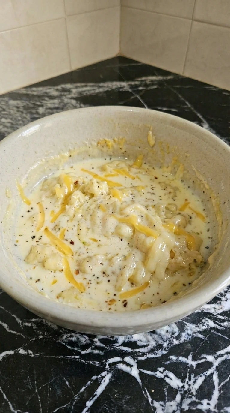 Cheese melting into sauce