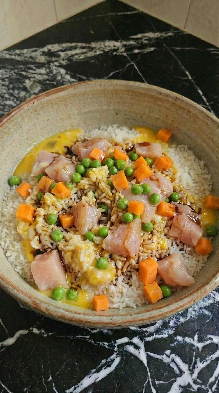 Soy sauce added to rice