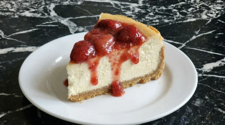 Strawberry Cheesecake with creamy filling and fresh strawberry topping