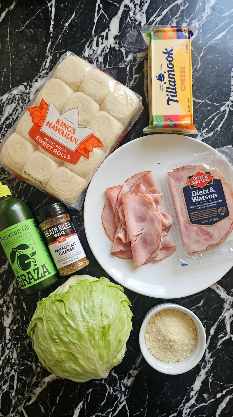 Raw ingredients for mini sliders scattered naturally on a kitchen surface