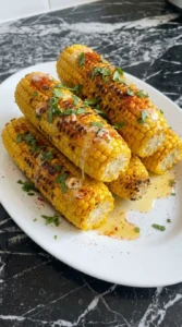 Fully charred corn cobs on the grill