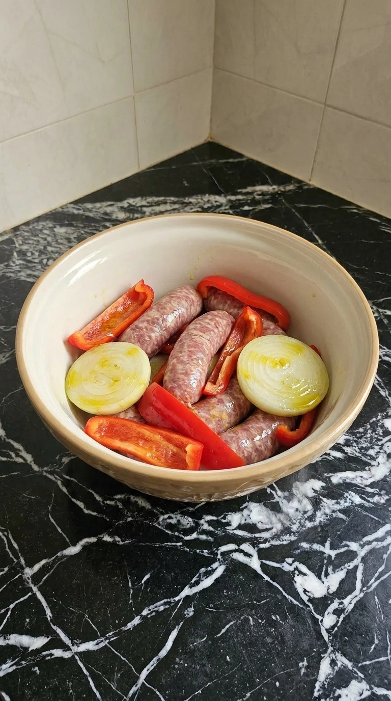 Prep the vegetables and sausages