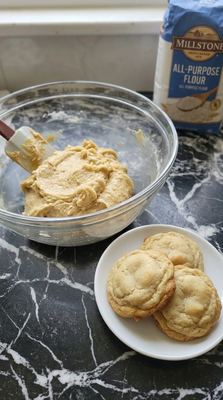Pale creamed butter and sugars for banana pudding cookies