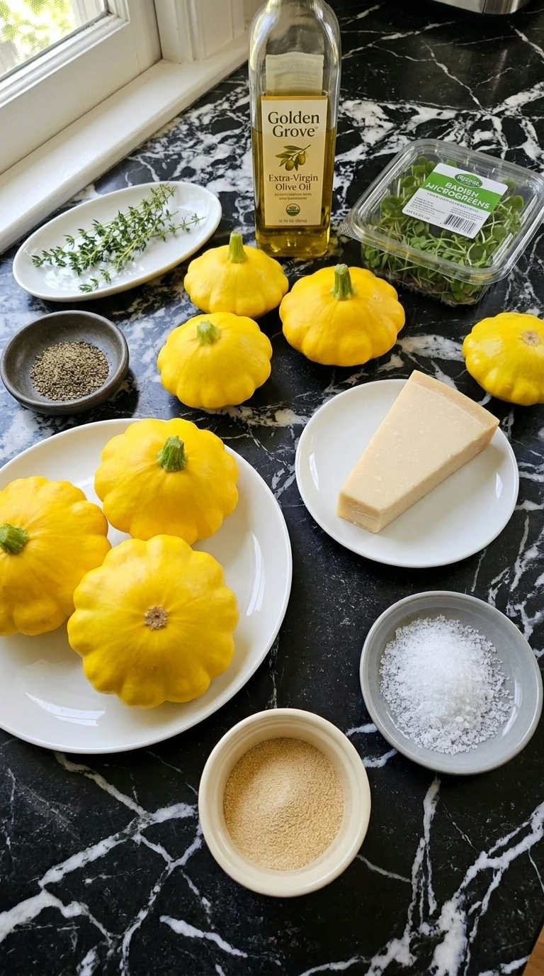 Ingredients for Parmesan Roasted Patty Pan Squash