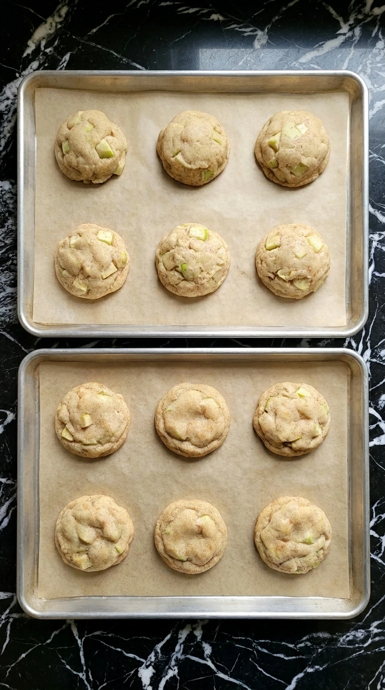Twelve sealed dough rounds for Caramel Stuffed Apple Cookies