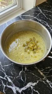 Making the pale green sauce for Creamy Hatch Green Chile Chicken Enchiladas