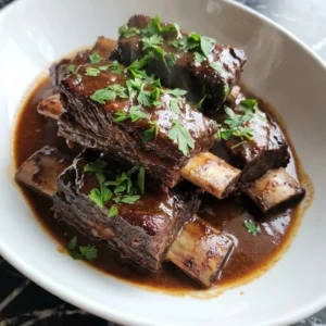 Crockpot Beef Short Ribs with glossy mahogany sauce and tender irregular edges.