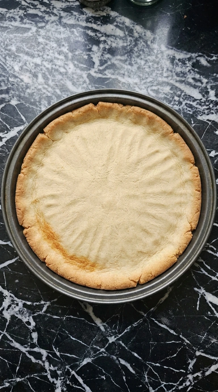 Golden baked crust for Halloween Fruit Pizza with Sugar Cookie Crust cooling in the pan