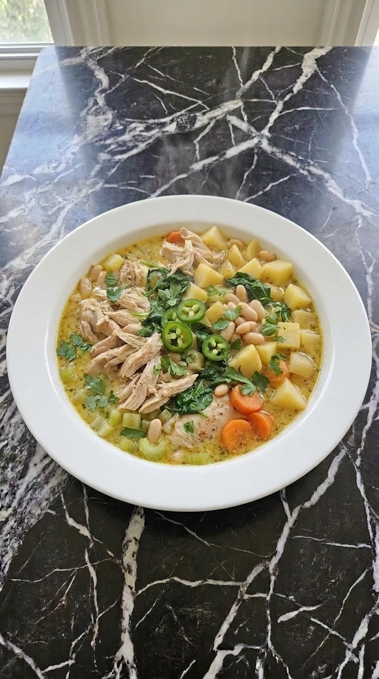 Healthy Soup Recipes for Crockpot Nights That Feel Cozy and Easy served as creamy golden chicken and white bean soup with vegetables