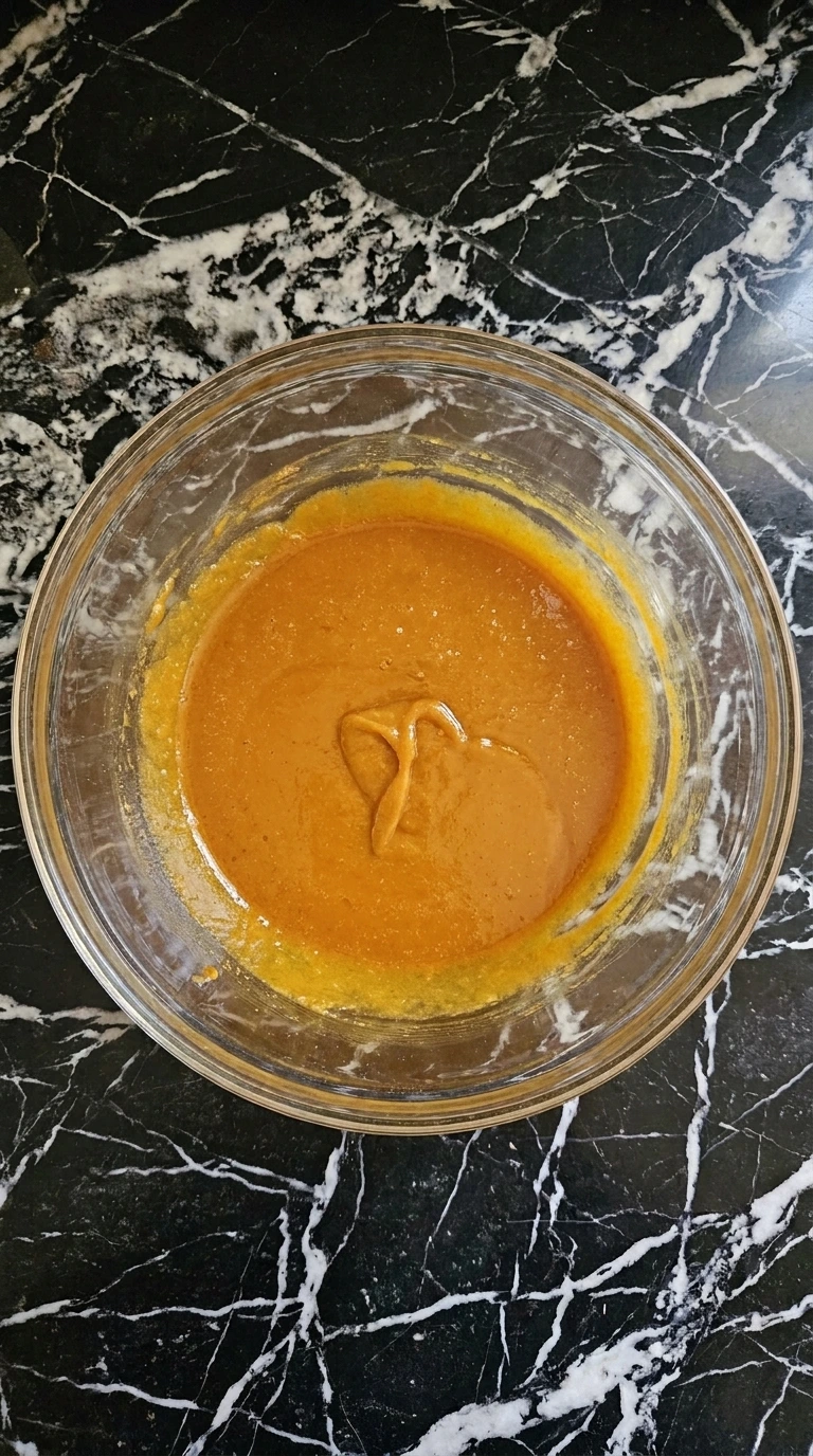 Soft Gluten Free Pumpkin Cookies With Chocolate Chips during the glossy pumpkin and butter mixing stage