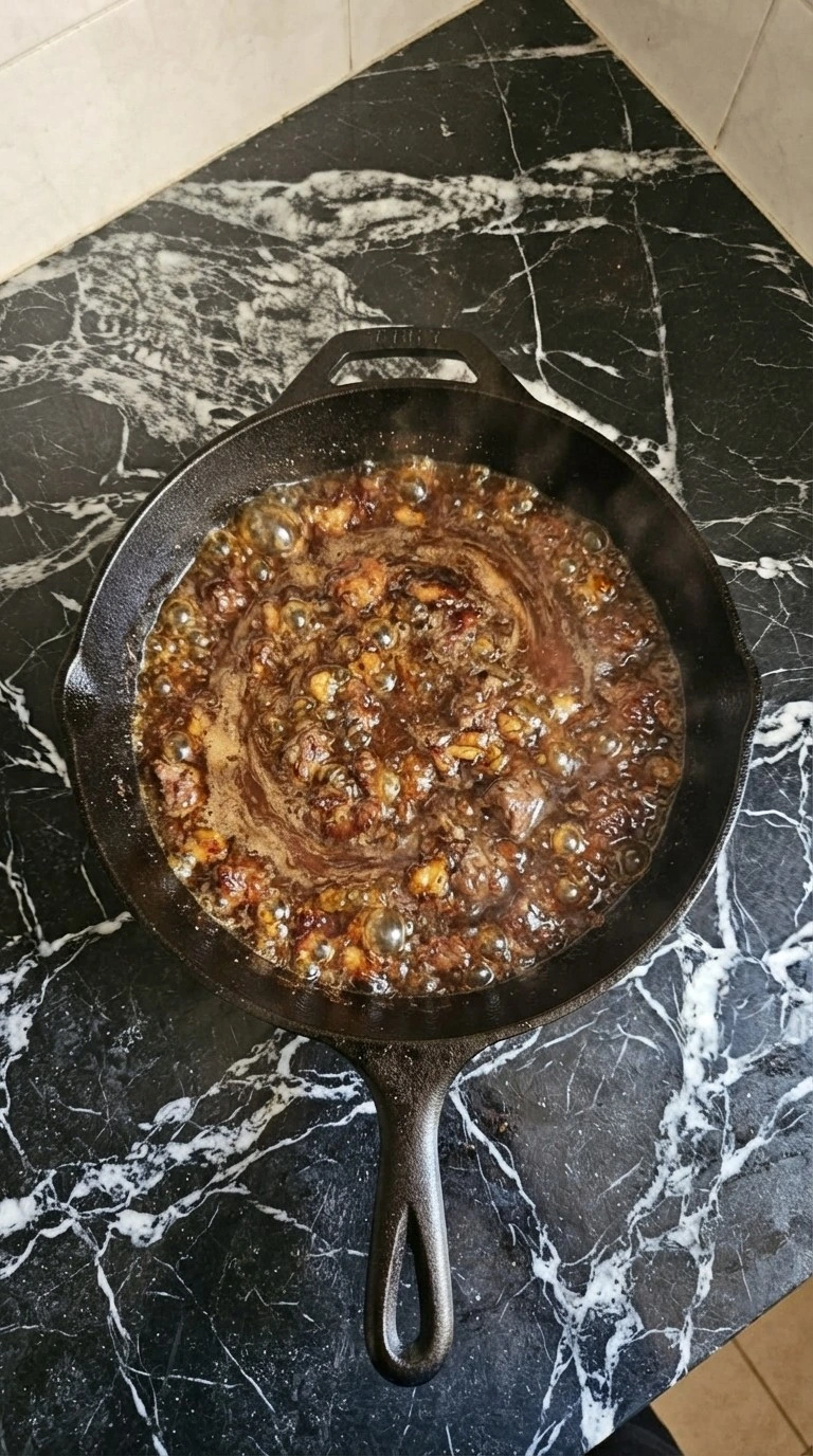 Crockpot Beef Tips and Gravy — Deglaze the skillet