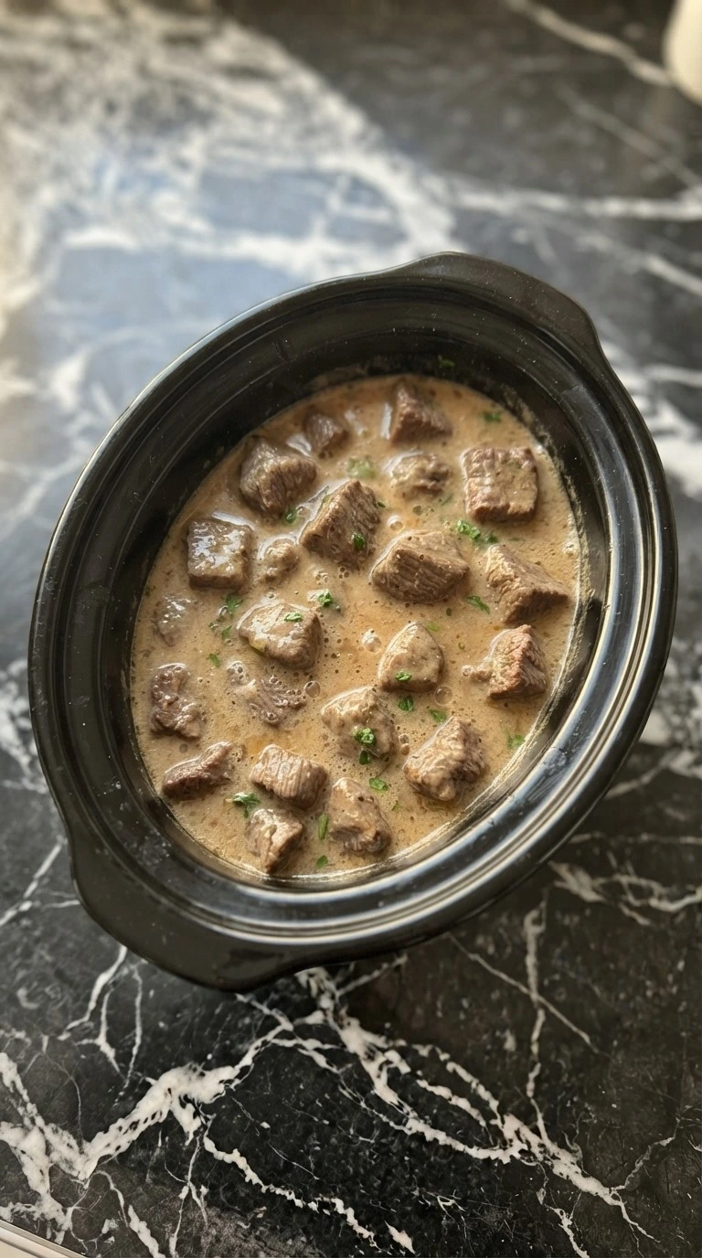Crockpot Beef Tips and Gravy — Whisk and combine the gravy base
