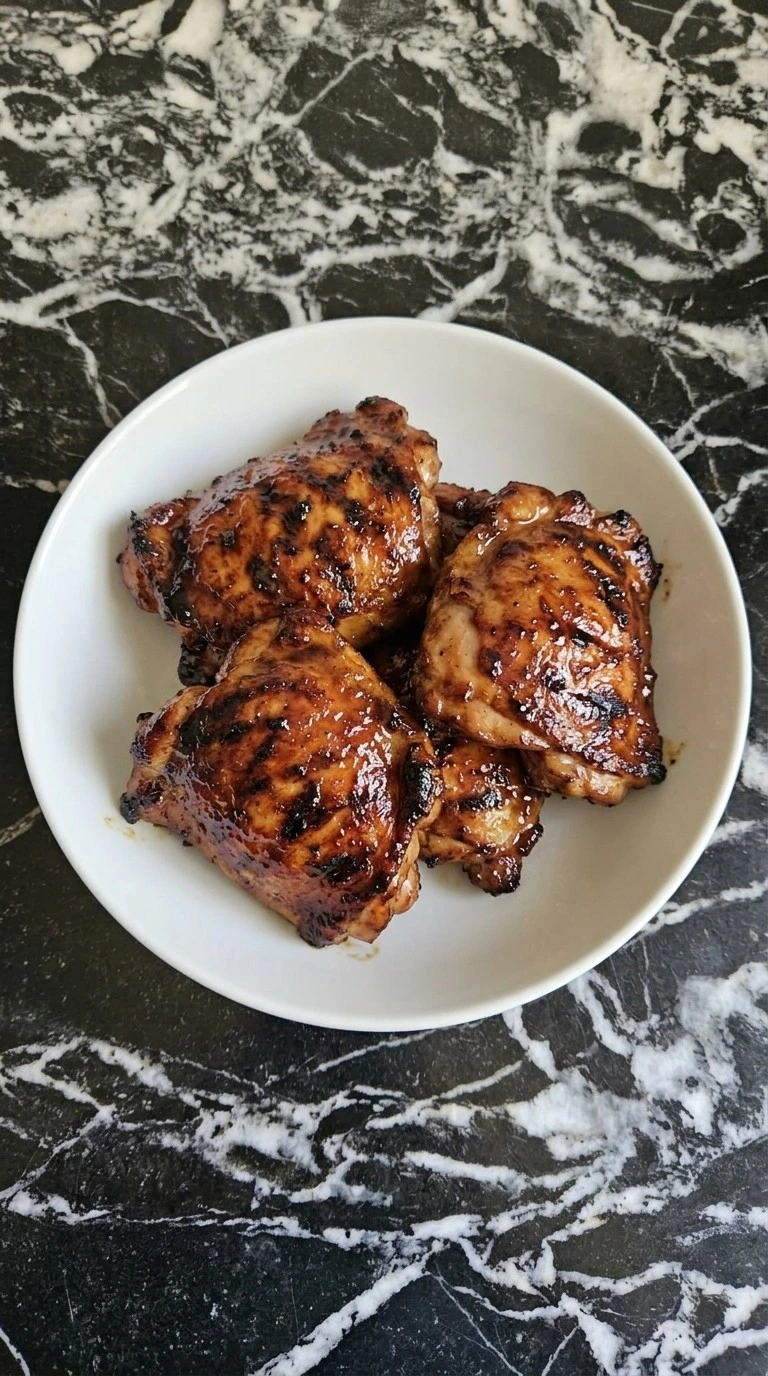 Banana BBQ Chicken — Grill the glazed chicken thighs
