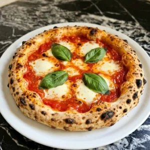 Authentic Neapolitan Pizza Recipe (Classic Homemade Napoli Style) with rustic tomato sauce mozzarella and basil Recipe focus: Traditional Neapolitan Pizza.