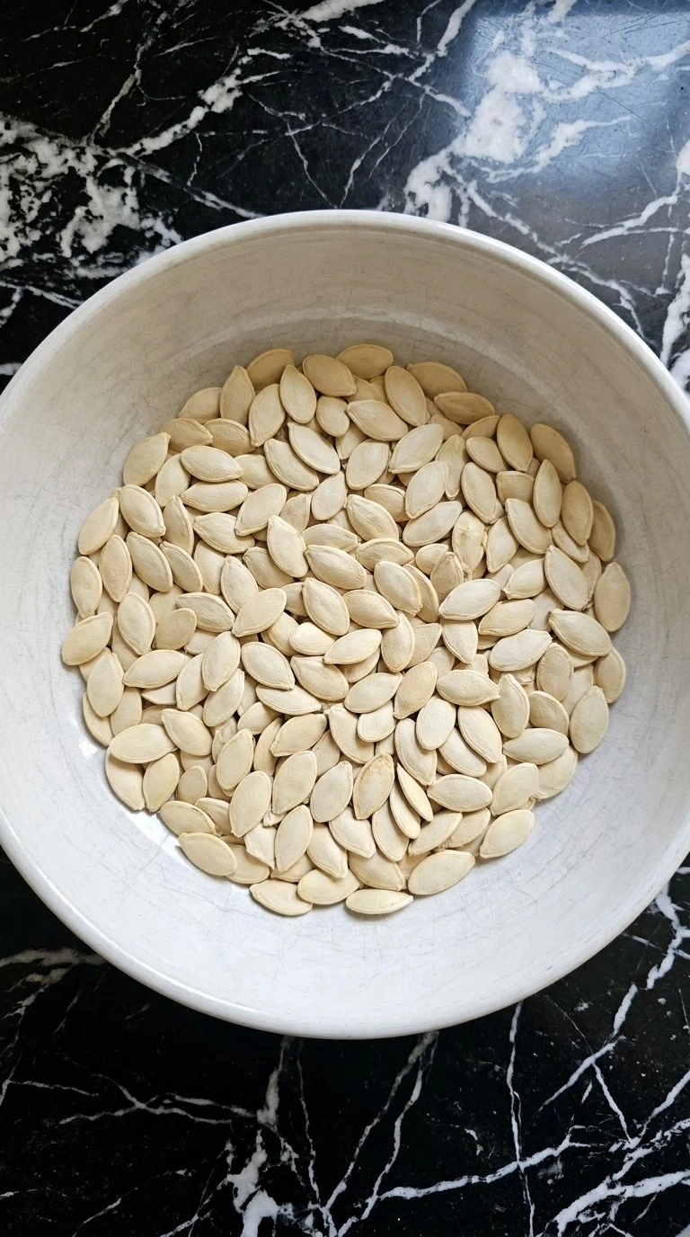 Drying clean raw pumpkin seeds for Cinnamon Sugar Roasted Pumpkin Seeds before seasoning