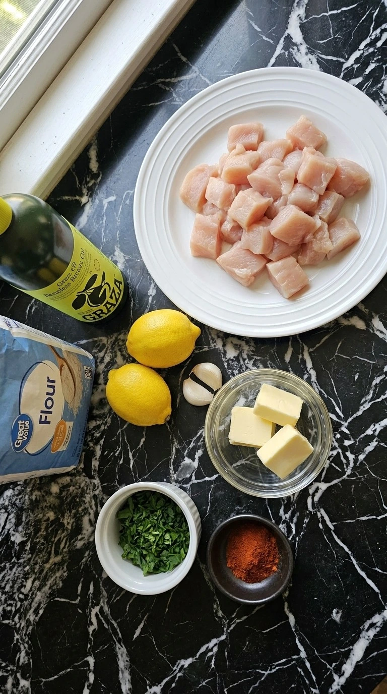 Easy Lemon Garlic Butter Chicken Bites ingredients including chicken lemon garlic and butter Recipe focus: garlic butter steak bites crockpot.