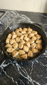 Easy Lemon Garlic Butter Chicken Bites with lemon garlic butter sauce coating chicken Recipe focus: lemon butter chicken thighs.
