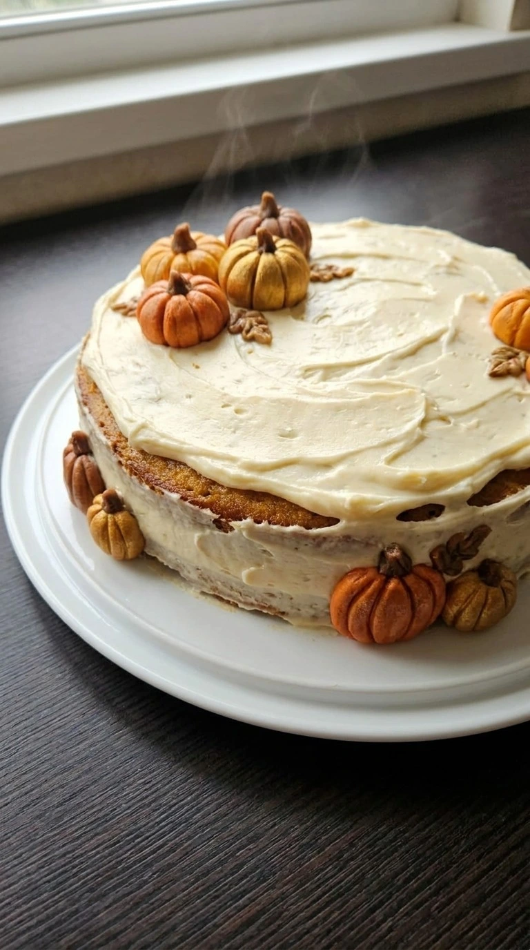 Friendsgiving Cake with rustic fall decorations and creamy frosting layers Recipe focus: friendsgiving cake ideas.