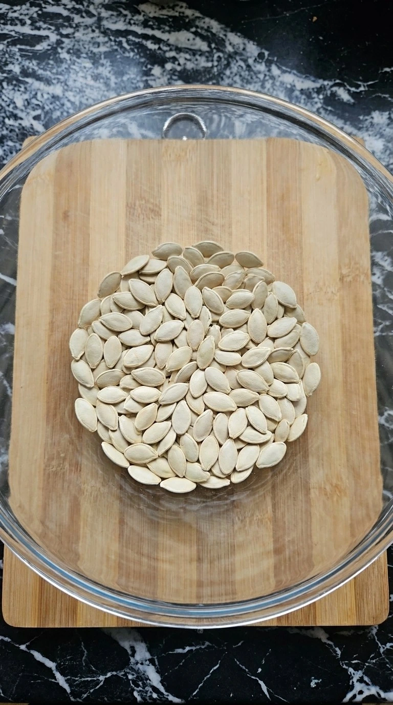 Honey Roasted Pumpkin Seeds preparation with cleaned and thoroughly dried fresh pumpkin seeds Recipe focus: how to roast pumpkin seeds in the oven.