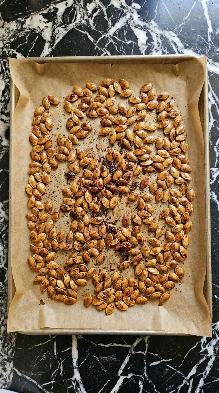 Honey Roasted Pumpkin Seeds roasting to a deep amber glossy finish in the oven Recipe focus: honey roasted peanuts recipe.