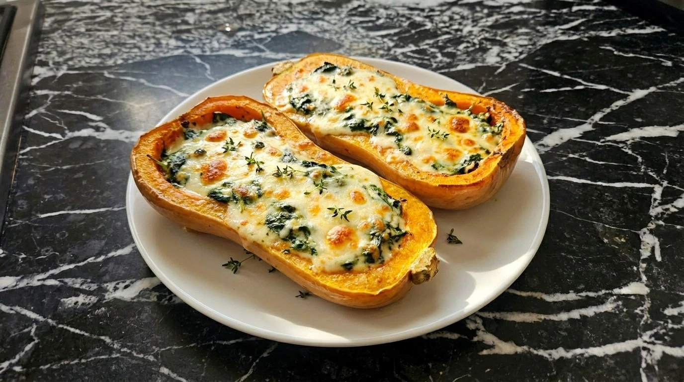 Thanksgiving Butternut Squash roasted halves with creamy filling and golden edges Recipe focus: thanksgiving butternut squash recipes.