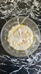 Thanksgiving Stuffing Focaccia Food Network dough mixing stage with airy focaccia texture