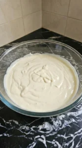 Smooth vanilla cheesecake filling for Apple Crisp Mini Cheesecake before assembly Recipe focus: mini apple crisp cheesecake.