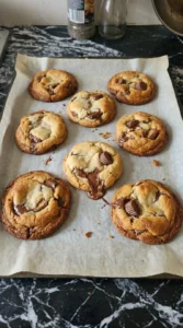 Brown Butter Halloween Candy Cookies baking with golden edges and soft candy filled centers