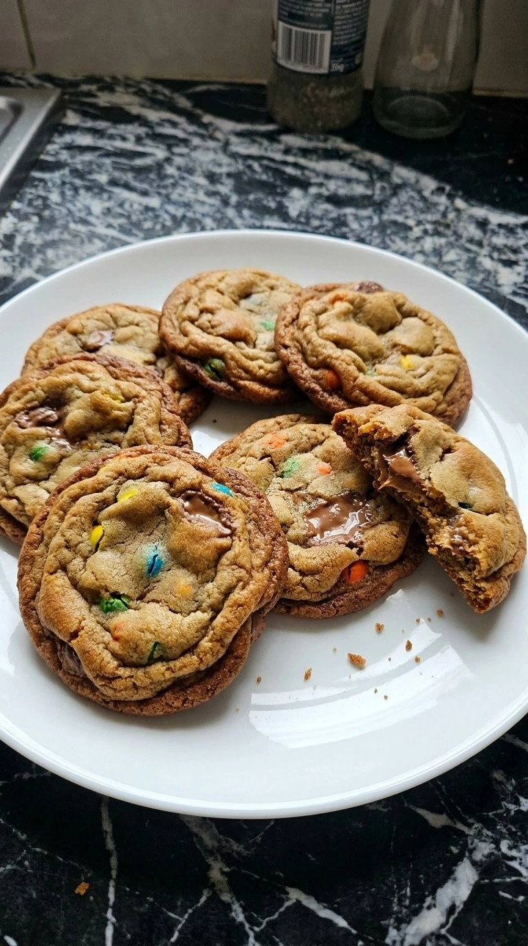 Brown Butter Halloween Candy Cookies cooled with crisp golden rims and a chewy candy filled center