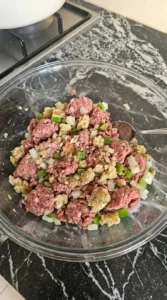 Cracker Barrel Meatloaf mixture blended with stuffing and vegetables Recipe focus: stove top meatloaf.