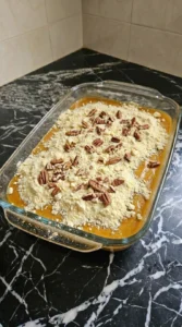 Dump Cake Pumpkin Fall Desserts layered with yellow cake mix and chopped pecans Recipe focus: dump cake recipes pumpkin fall desserts.