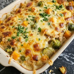 Fall Casserole for Dinner baked with chicken vegetables and golden cheese topping Recipe focus: fall casserole recipes for dinner.