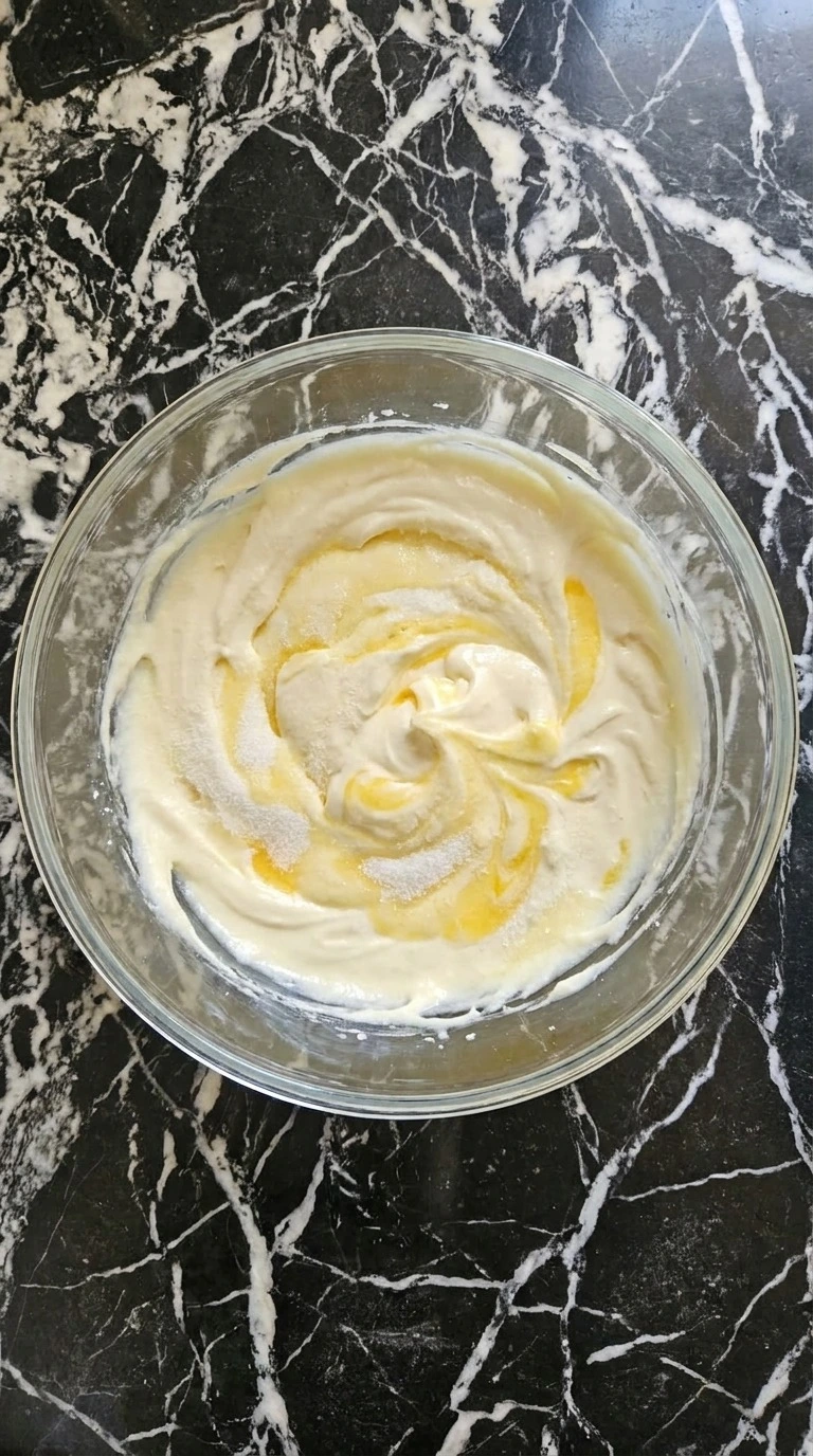 Fall Desserts with Cream Cheese step showing thick cream cheese filling mixed until smooth