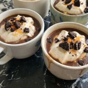 Halloween Coffee Bar with four black cocoa mochas topped with pumpkin spice cream and cookie crumbs Recipe focus: halloween coffee bar ideas.
