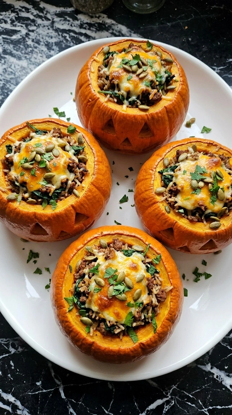 Halloween Pumpkin Carving Creative finished stuffed pumpkins with cheddar pepitas parsley turkey rice Recipe focus: halloween pumpkin carving ideas creative.